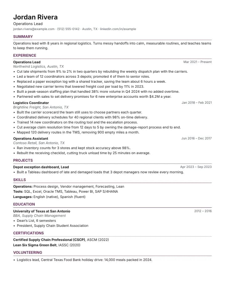 Compact resume template example