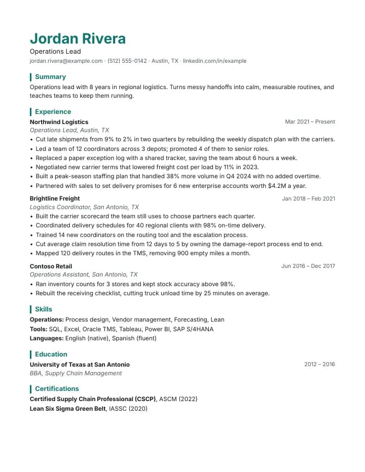 Modern resume template example